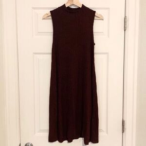 Maroon Ribbed Midi Dress